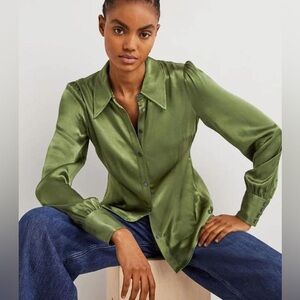Boden Dart Detail Satin Blouse Long Sleeve